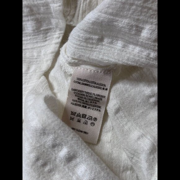 Free People Shirt XS Womens White Long Sleeve Textured Lace Knit Detail Sheer - Picture 7 of 7